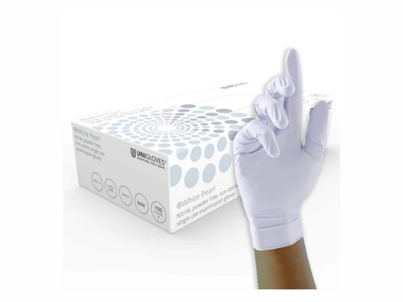 White Pearl Nitrile Gloves - Box of 100